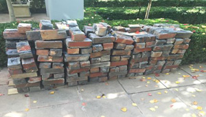 red and blue clinker bricks